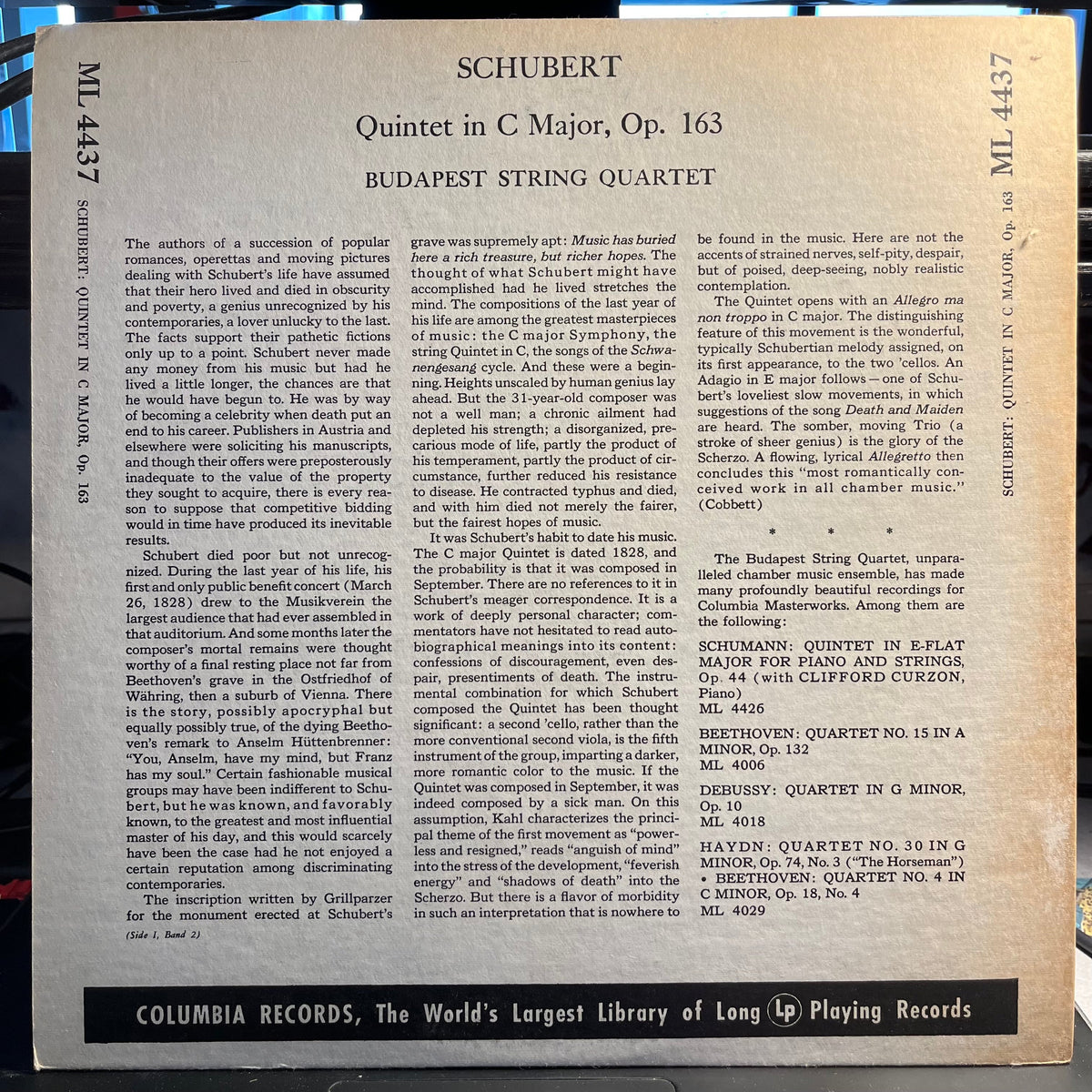Franz Schubert - Quintet In C Major, Op. 163 | Near Mint (NM) Near Mint (NM)-Music History