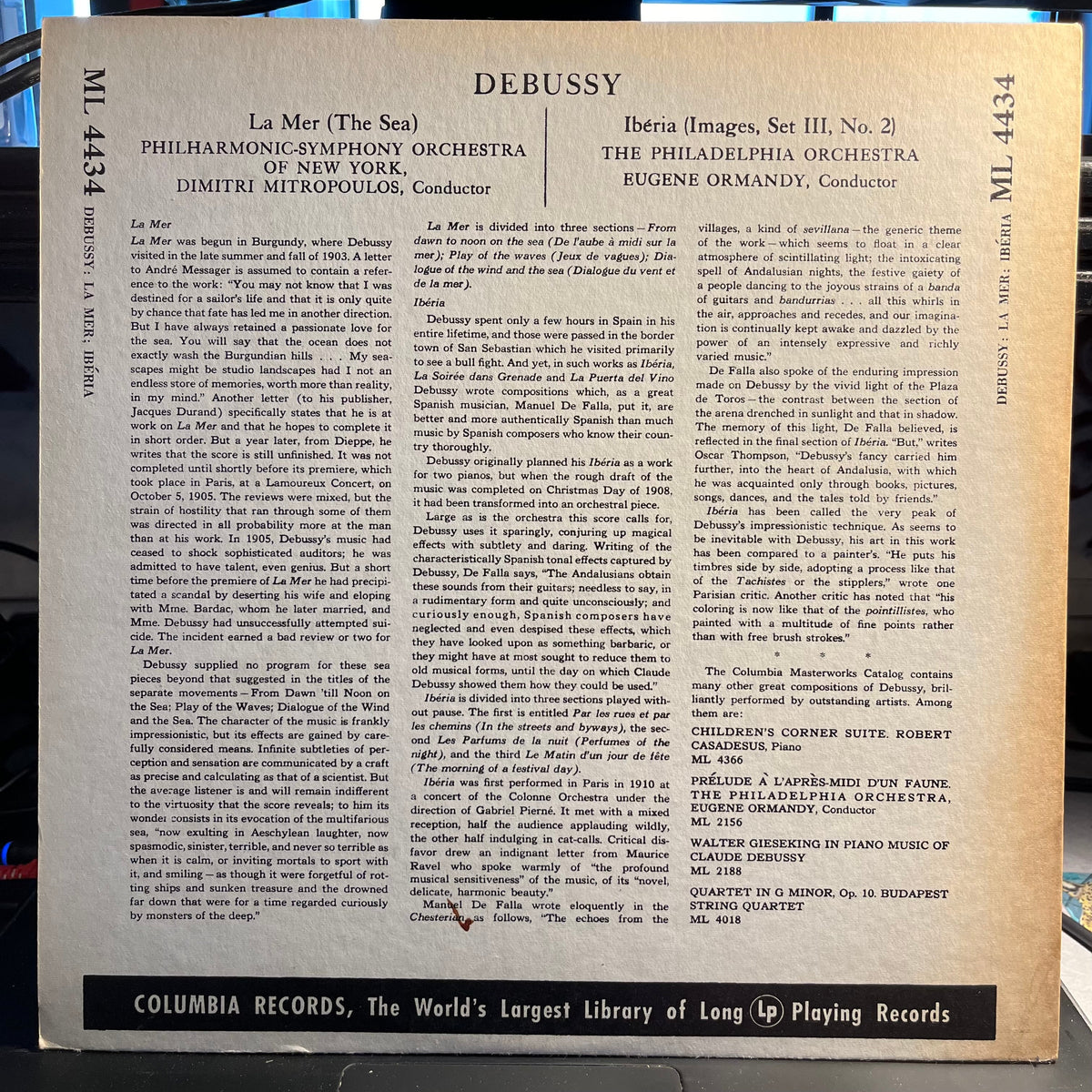 Claude Debussy - La Mer / Iberia | Near Mint (NM) Near Mint (NM)-Music History