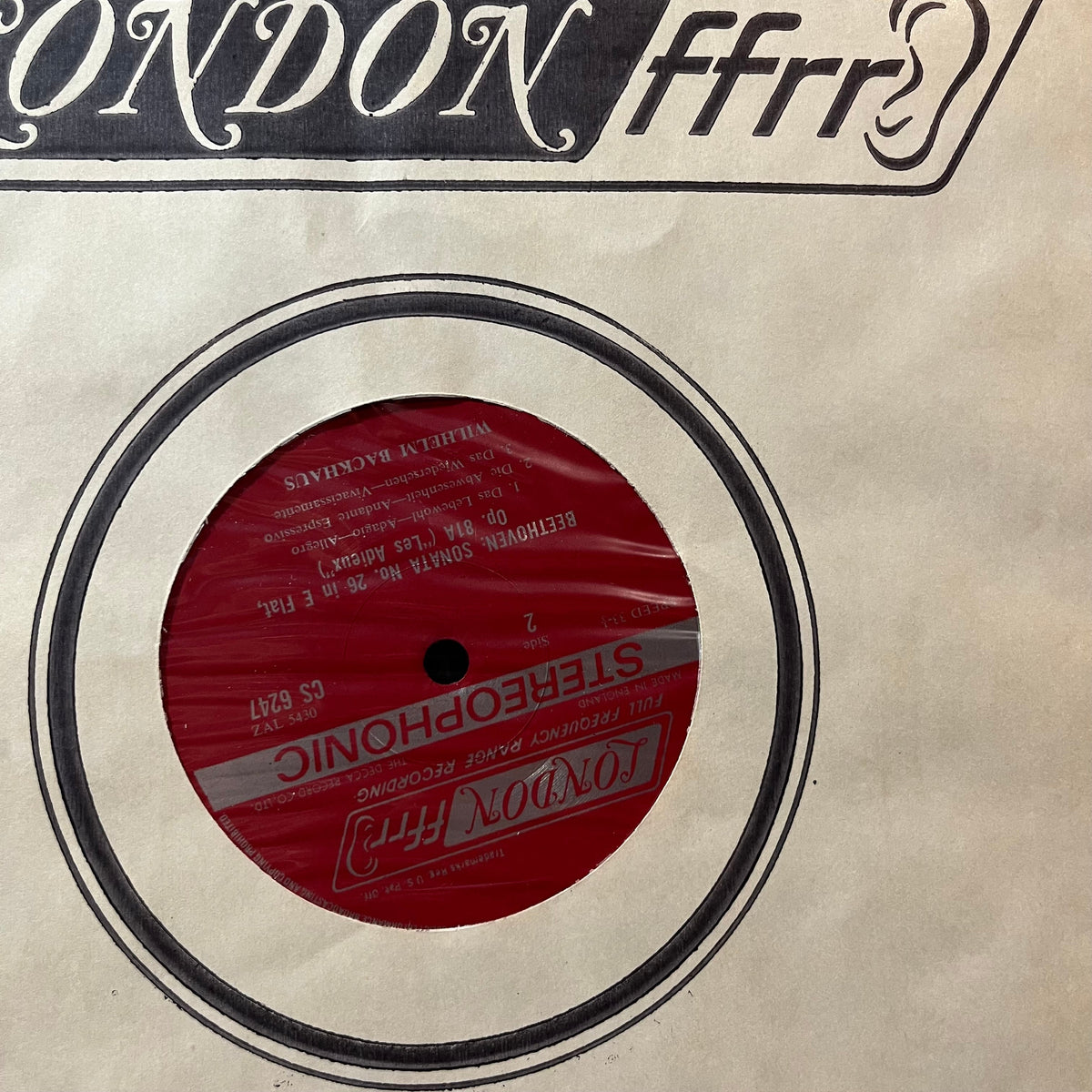 Ludwig van Beethoven, Wilhelm Backhaus - Beethoven: Sonata No. 15 and 26. Wilhelm Backhaus, Piano (VINYL LP LONDON CS 6247 1962) | Near Mint (NM or M-) Near Mint (NM)-Music History