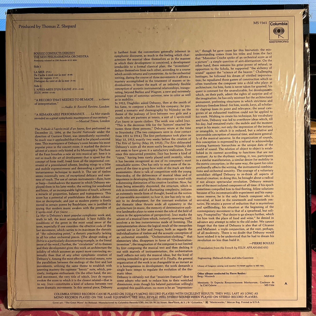 Pierre Boulez - La Mer - L'Après Midi D'un Faune - Jeux *SHRINK* | Near Mint (NM) Near Mint (NM)-Music History