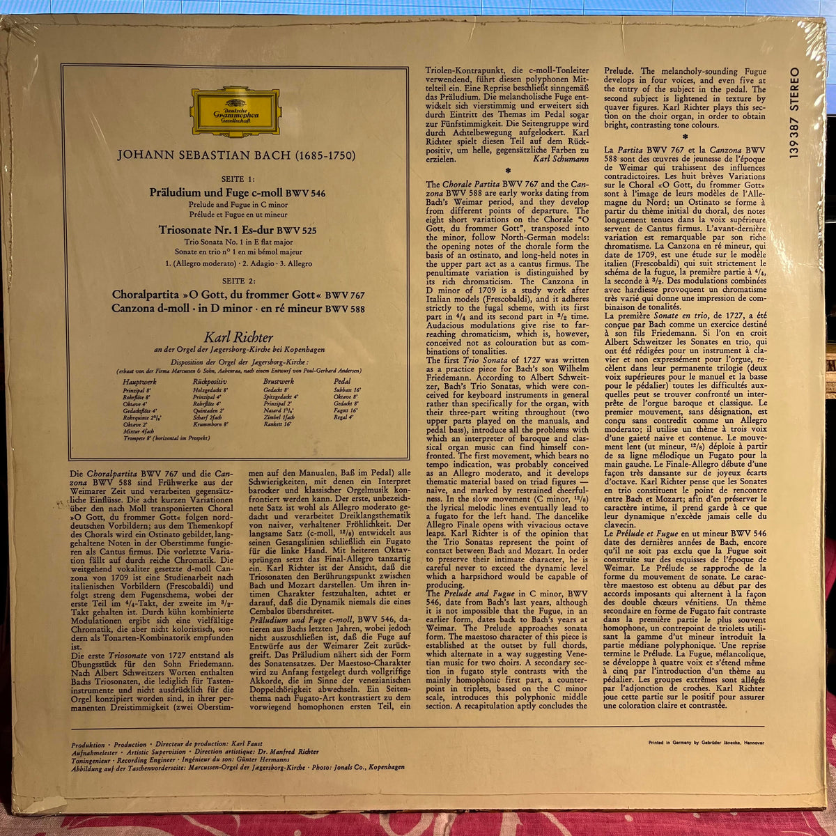 Johann Sebastian Bach - Orgelwerke = Organ Works = Œuvres Pour Orgue (Vol. 3) *SHRINK/GERMANY* | Near Mint (NM) Near Mint (NM)-Music History