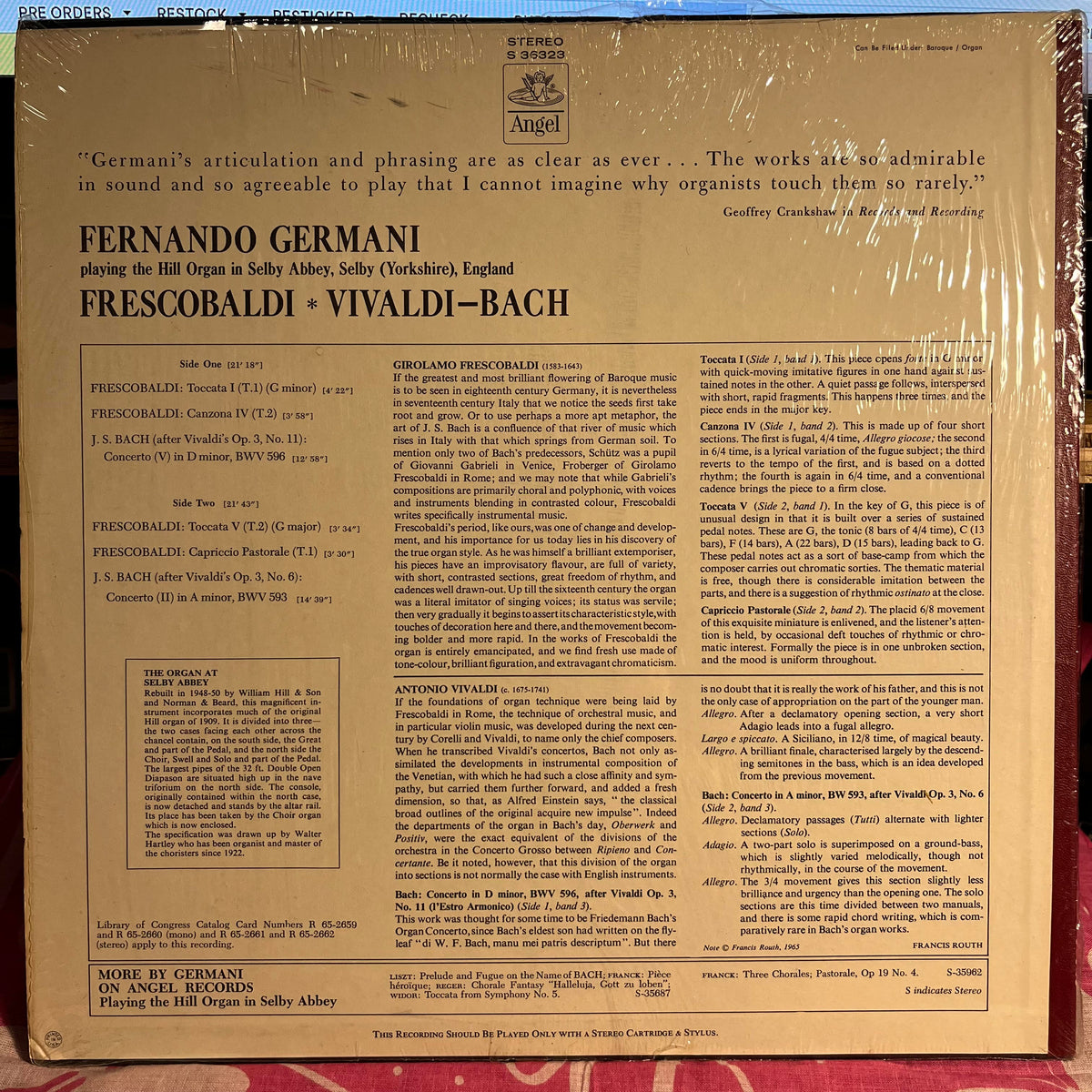 Girolamo Frescobaldi - Organ Recital At Selby Abbey, Yorkshire [No.3] *SHRINK* | Near Mint (NM) Near Mint (NM)-Music History