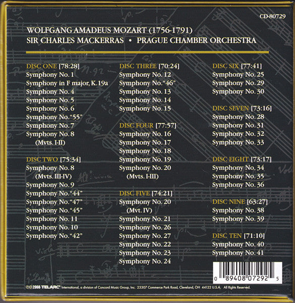 Wolfgang Amadeus Mozart - The Symphonies (10x CD Telarc ‎– CD 80729) | USED Near Mint (NM or M-) Near Mint (NM)-Music History