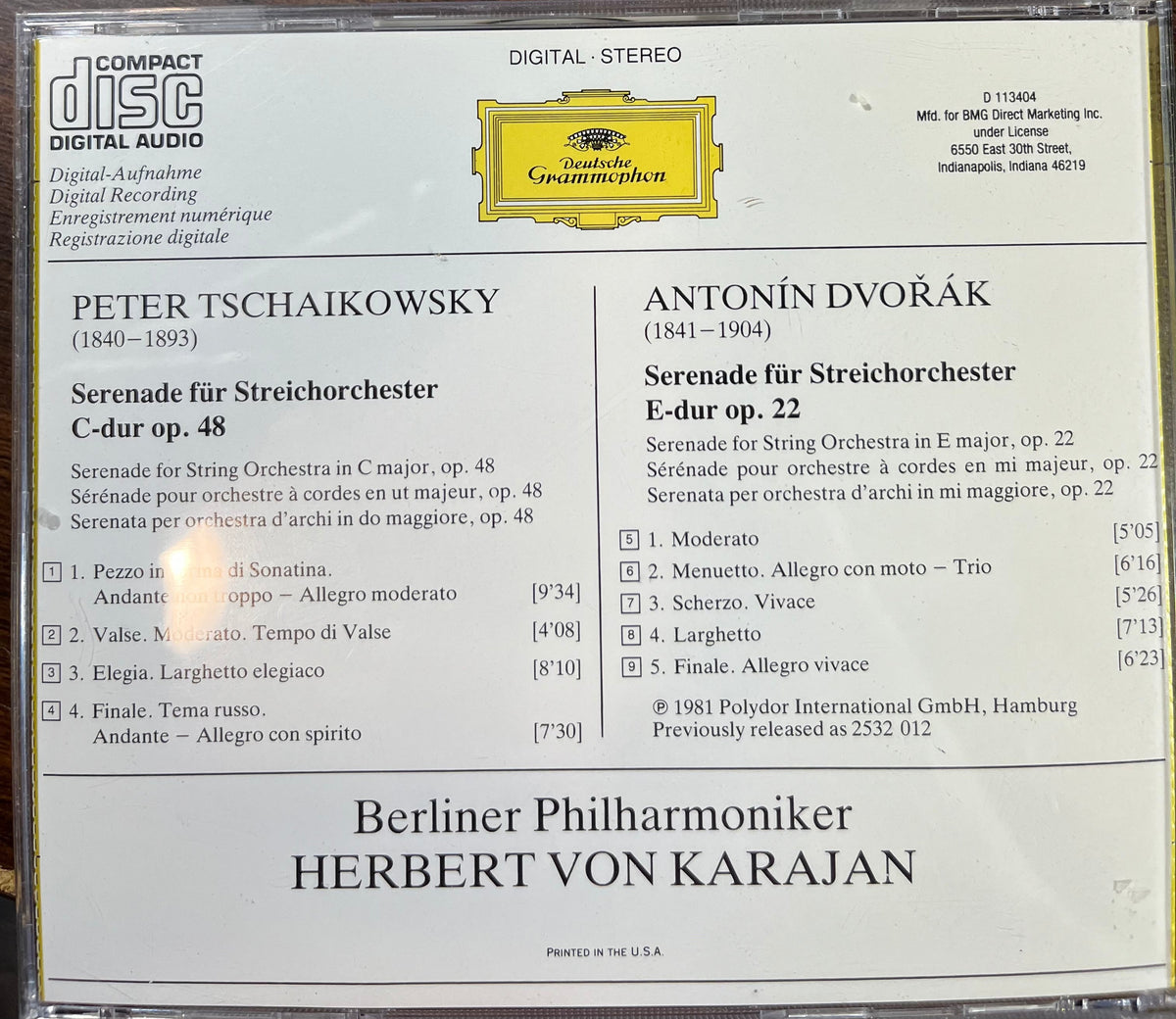 Pyotr Ilyich Tchaikovsky - Streicherserenaden = String Serenades = Sérénades Pour Cordes CD) | Near Mint (NM) Near Mint (NM)-Music History