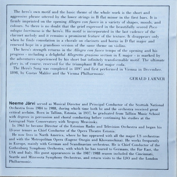 Symphony No. 1 ' The Bells Of Zlonice' - The Hero's Song Symphonic Poem Op. 111 (CD) | Near Mint (NM) Near Mint (NM)-Music History