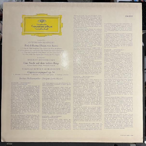 Ottorino Respighi - Pini Di Roma / Eine Nacht Auf Dem Kahlen Berge... (VINYL) | Near Mint (NM or M-)-Music History