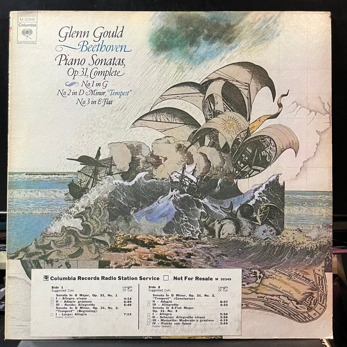 Beethoven* / Glenn Gould - Piano Sonatas, Op. 31, Complete: No. 1 In G / No. 2 In D Minor, "Tempest" / No. 3 In E-Flat (PROMO VINYL LP COLUMBIA MASTERWORKS M 32349 1973) | USED Near Mint (NM or M-) Near Mint- (NM-)-Music History