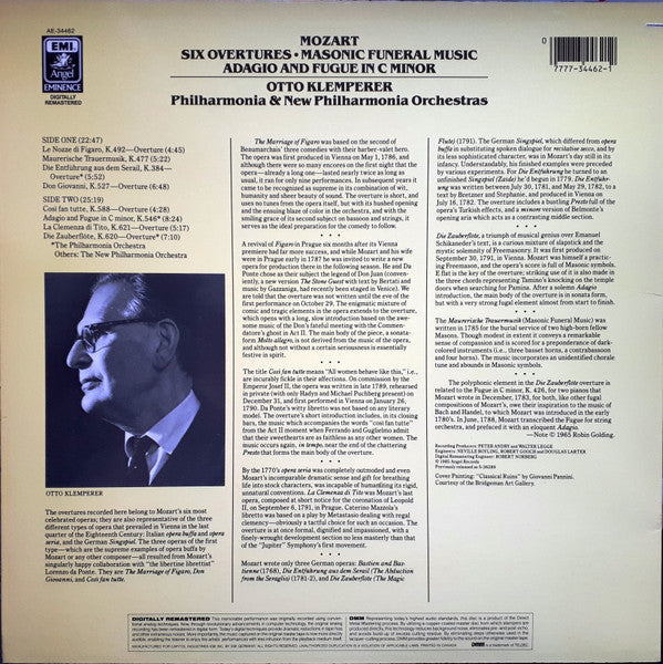 Wolfgang Amadeus Mozart - Six Overtures / Masonic Funeral Music / Adagio And Fuge In C Minor (vinyl) | Near Mint (NM) Near Mint (NM)-Music History