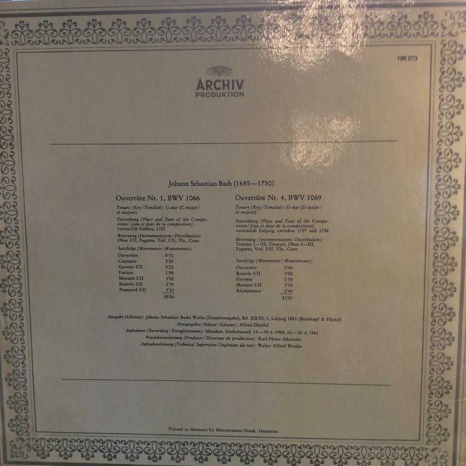 Johann Sebastian Bach - Ouvertüre Nr. 1 In C-dur, BWV 1066 / Ouvertüre Nr. 4 In D-dur, BWV 1069 (VINYL) | Near Mint (NM) Near Mint (NM)-Music History