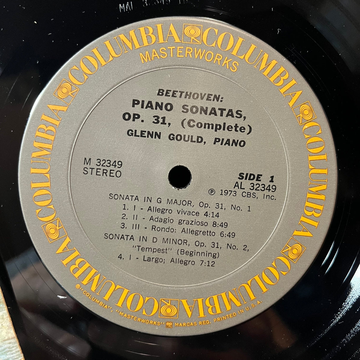 Beethoven* / Glenn Gould - Piano Sonatas, Op. 31, Complete: No. 1 In G / No. 2 In D Minor, "Tempest" / No. 3 In E-Flat (PROMO VINYL LP COLUMBIA MASTERWORKS M 32349 1973) | USED Near Mint (NM or M-) Near Mint- (NM-)-Music History