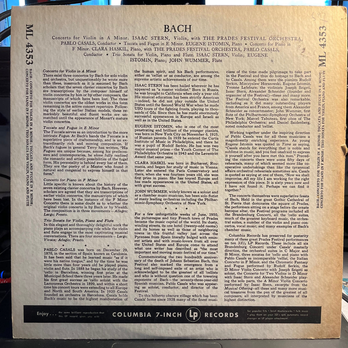 Johann Sebastian Bach - Prades Festival Vol. 9 | Near Mint (NM) Near Mint (NM)-Music History