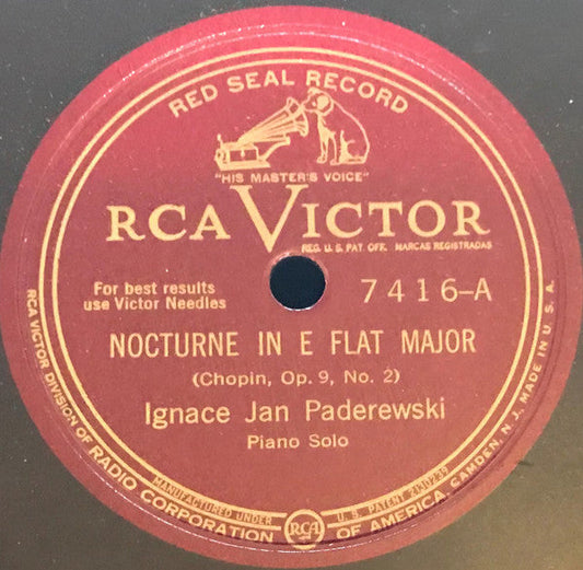 Ignacy Jan Paderewski - Nocturne In E Flat Major / Mazurka In C Sharp Minor *78 RPM* | Very Good Plus (VG+) Generic-Music History