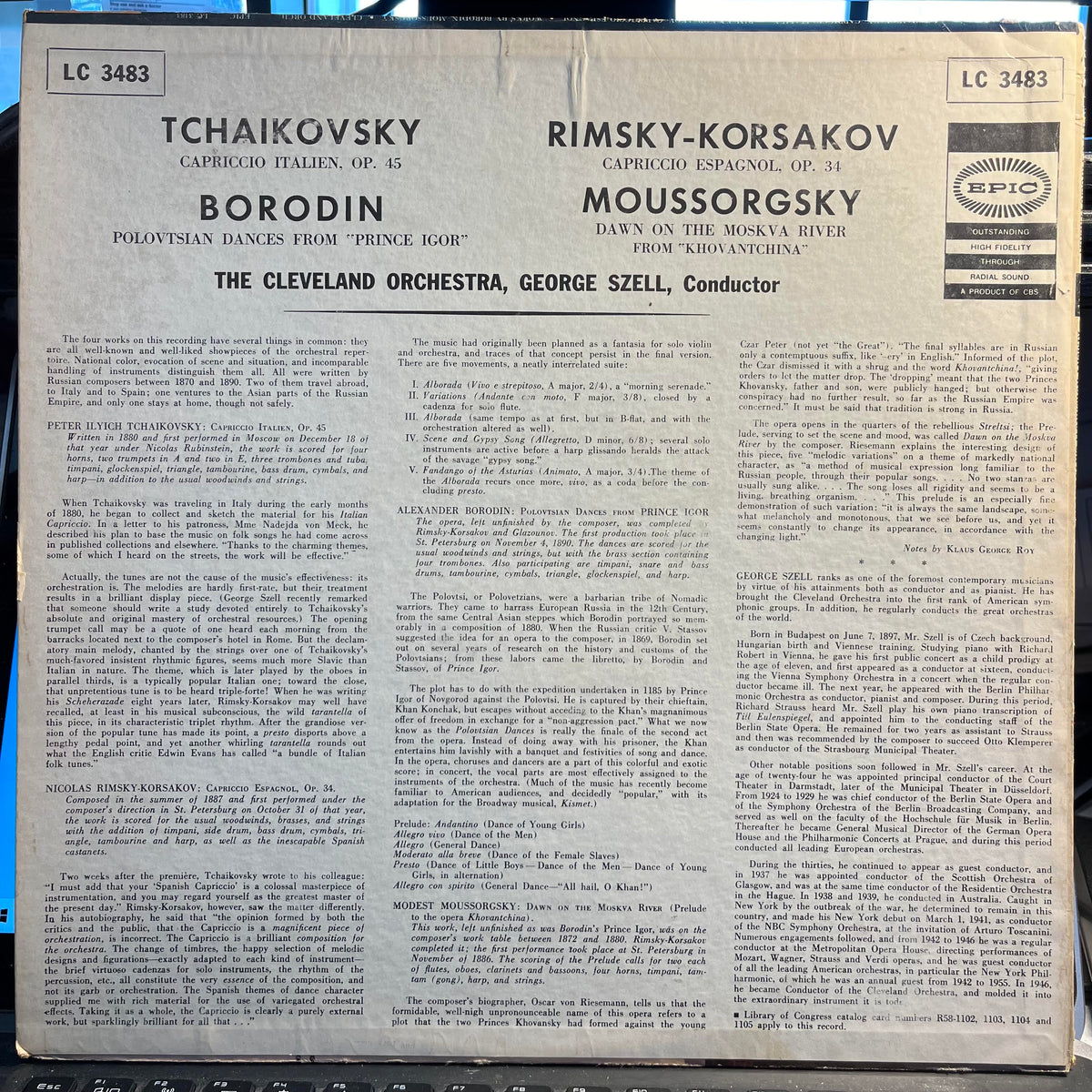 George Szell - Szell Conducts Russian Music *MONO/PROMO* | Very Good (VG) Very Good (VG)-Music History