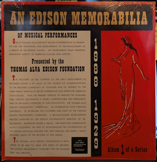 Various - An Edison Memorabilia Of Musical Performances Volume One (VINYL) | Mint (M) Mint (M)-Music History