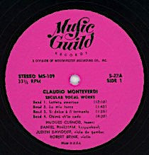 Claudio Monteverdi, Hugues Cuénod, Daniel Pinkham, - Secular Vocal Works | Very Good Plus (VG+) Near Mint (NM)-Music History