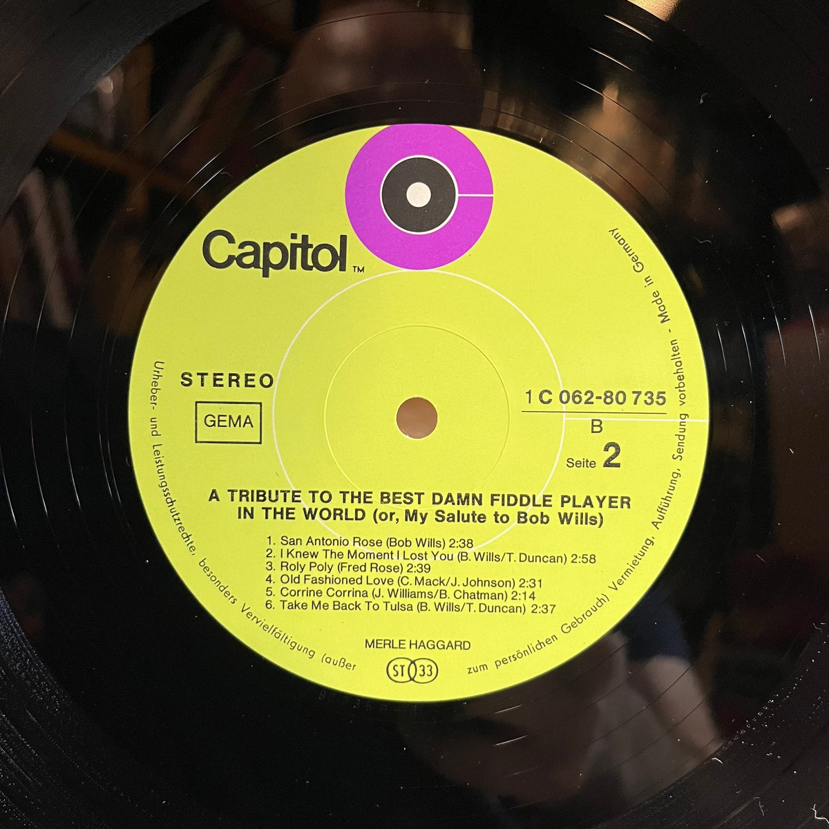 Merle Haggard - A Tribute To The Best Damn Fiddle Player In The World: Or, My Salute To Bob Wills (GERMAN VINYL) | Near Mint (NM) Near Mint (NM)-Music History