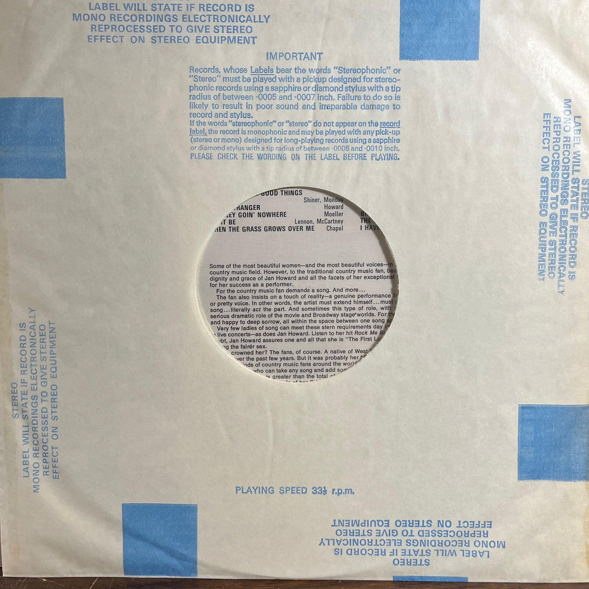 Jan Howard - Rock Me Back To Little Rock (UK VINYL) | Near Mint (NM) Near Mint (NM)-Music History