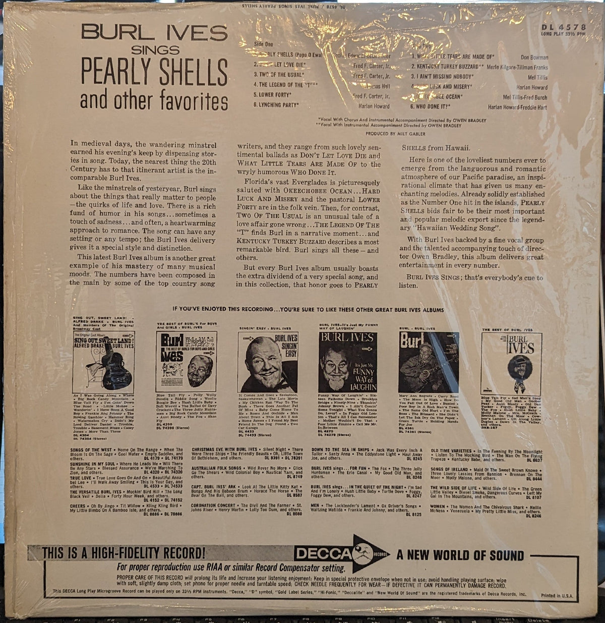Burl Ives - Burl Ives Sings Pearly Shells And Other Favorites *MONO* | Near Mint (NM) Near Mint (NM)-Music History