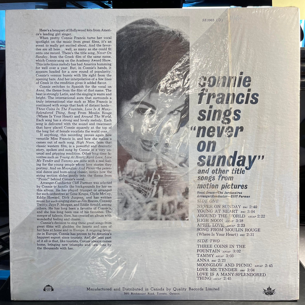 Connie Francis - Sings Never On Sunday And Other Title Songs *CANADA/SHRINK* | Near Mint (NM) Near Mint (NM)-Music History
