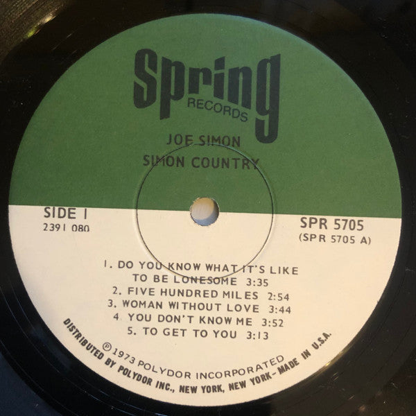 Joe Simon - Simon Country *WINCHESTER* | Very Good Plus (VG+) Very Good Plus (VG+)-Music History