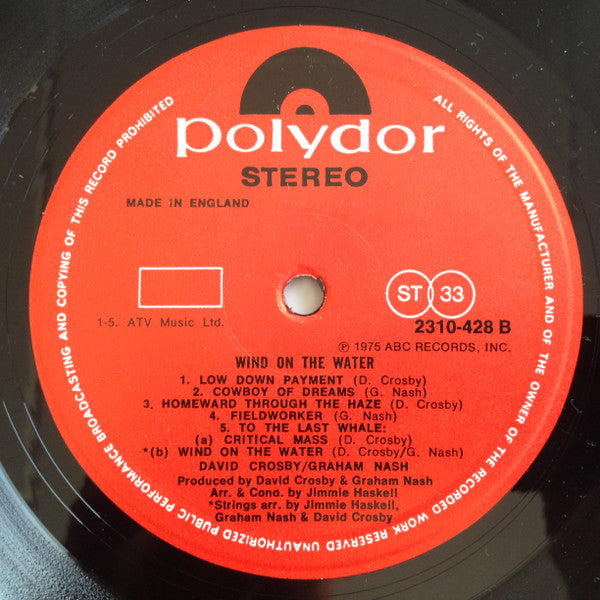 Crosby & Nash - Wind On The Water | Near Mint (NM) Near Mint (NM)-Music History