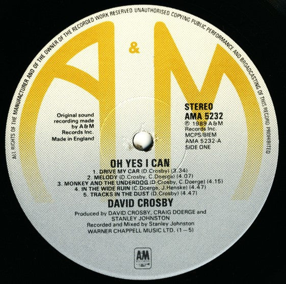 David Crosby - Oh Yes I Can | Near Mint (NM) Near Mint (NM)-Music History