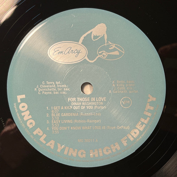 Dinah Washington - For Those In Love (VINYL / VMP) | Mint (M) Mint (M)-Music History