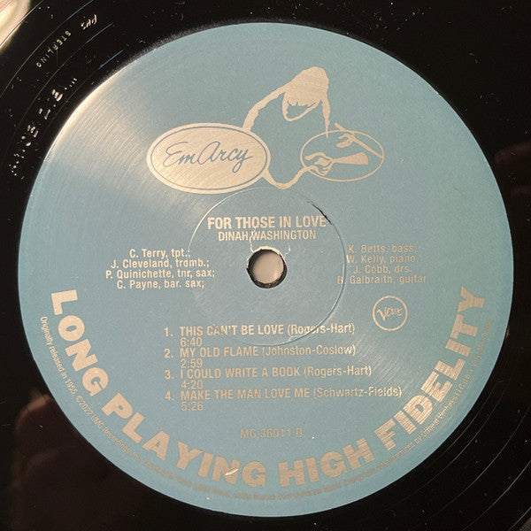 Dinah Washington - For Those In Love (VINYL / VMP) | Mint (M) Mint (M)-Music History