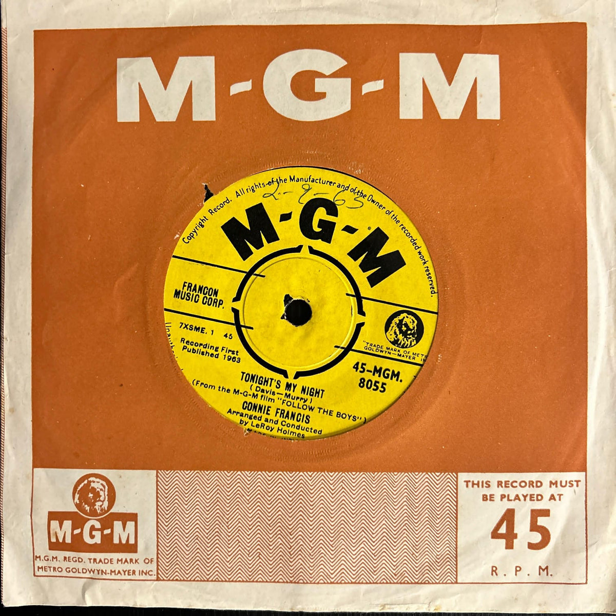 Connie Francis – Tonight's My Night / In Your Arms (7 Inch Disc - EP) (Used Vinyl - VG+) NJ Marketplace-Music History