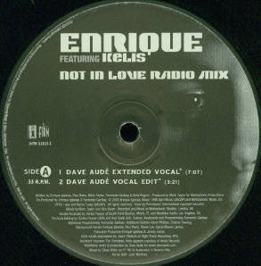 Enrique Iglesias Featuring Kelis - Not In Love Radio Mix (Black) | Very Good Plus (VG+) Very Good (VG)-Music History