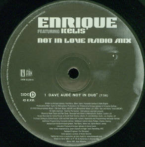 Enrique Iglesias Featuring Kelis - Not In Love Radio Mix (Black) | Very Good Plus (VG+) Very Good (VG)-Music History