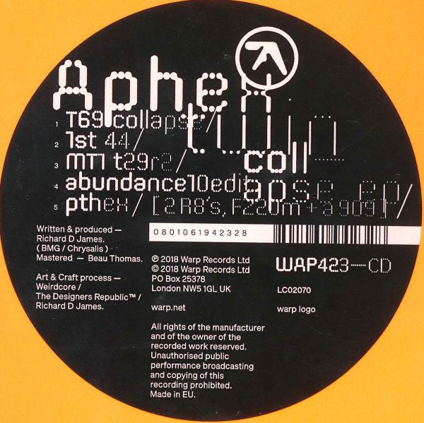 Aphex Twin - Collapse EP (CD) | Mint (M) Mint (M)-Music History