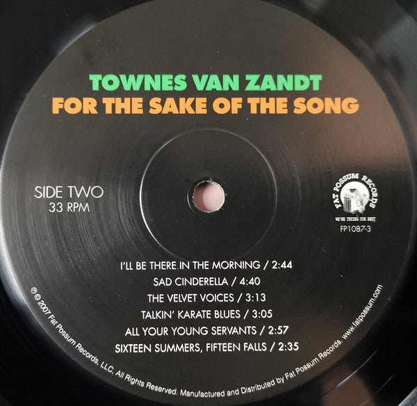 Townes Van Zandt - For The Sake Of The Song (VMP VINYL) | Mint (M) Mint (M)-Music History