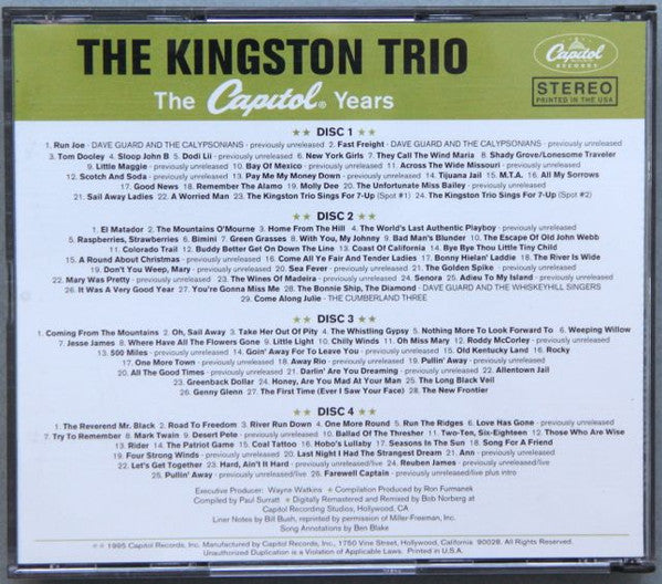 Kingston Trio - The Capitol Years | Very Good Plus (VG+)-Music History