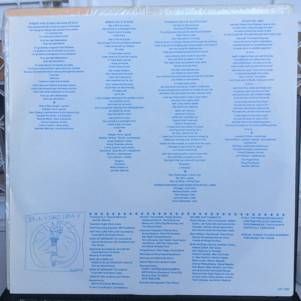 Jennifer Warnes - Famous Blue Raincoat (The Songs Of Leonard Cohen) (VINYL) | Near Mint (NM) Near Mint (NM)-Music History