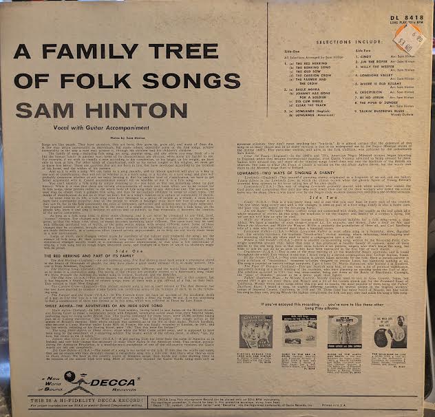 Sam Hinton - A Family Tree Of Folk Songs (VINYL) | Near Mint (NM or M-) Very Good Plus (VG+)-Music History