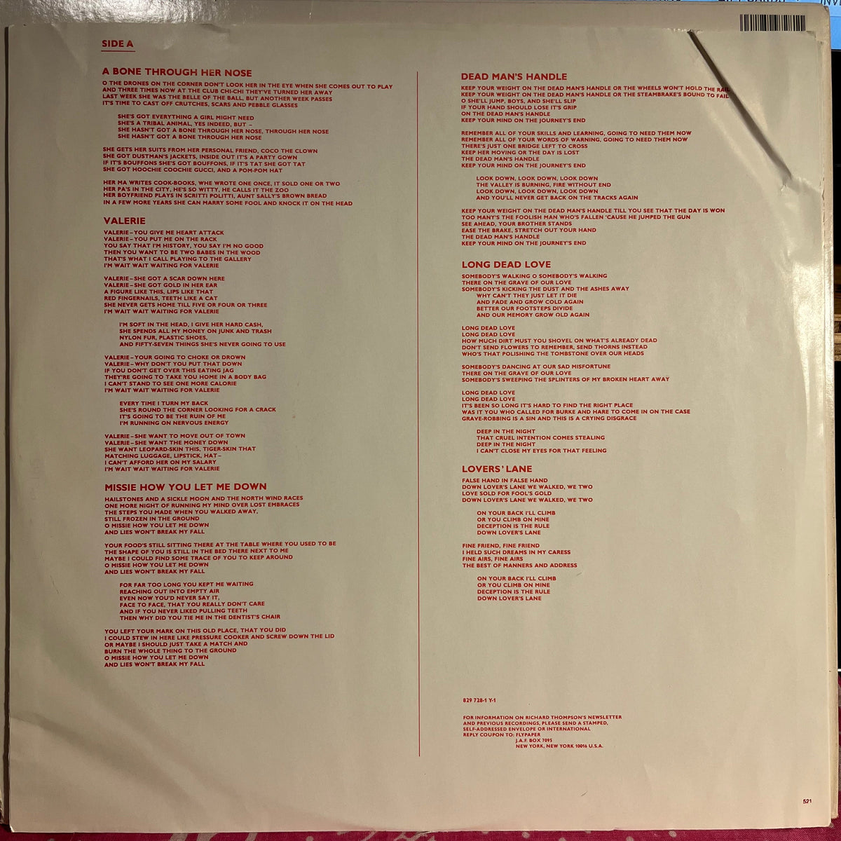 Richard Thompson - Daring Adventures *HRM* | Near Mint (NM) Excellent (EX)-Music History
