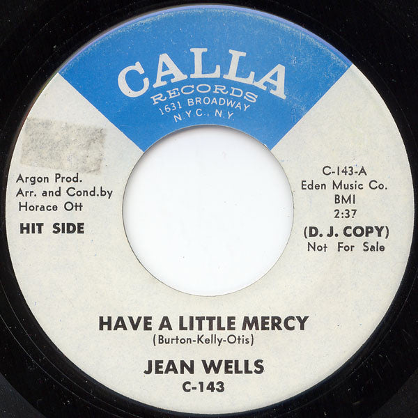 Jean Wells - Have A Little Mercy / With My Love And What You've Got (We Could Turn The World Around)(7" VINYL) | Near Mint- (NM-) Generic-Music History