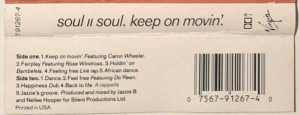 Soul II Soul - Keep On Movin' *CASSETTE* | Near Mint (NM) Near Mint (NM)-Music History