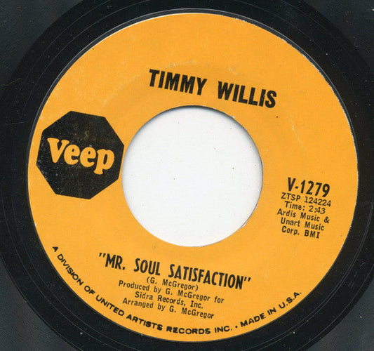 Timmy Willis - Mr. Soul Satisfaction / I'm Wondering (7" VINYL) | Very Good (VG) Generic-Music History
