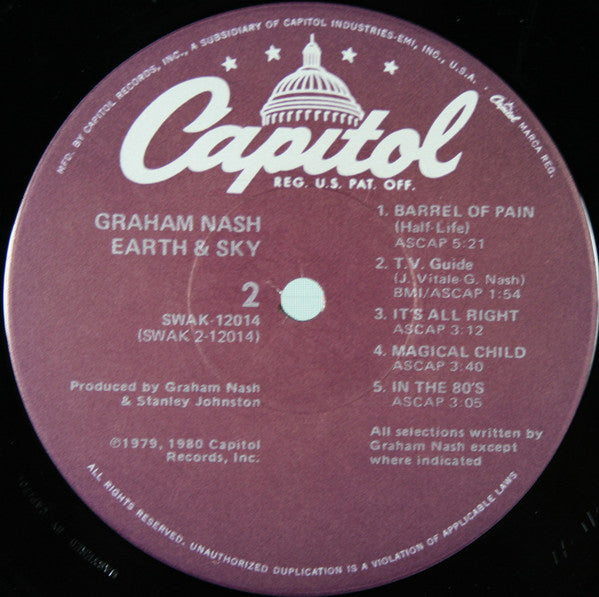 Graham Nash - Earth & Sky | Near Mint (NM) Near Mint (NM)-Music History
