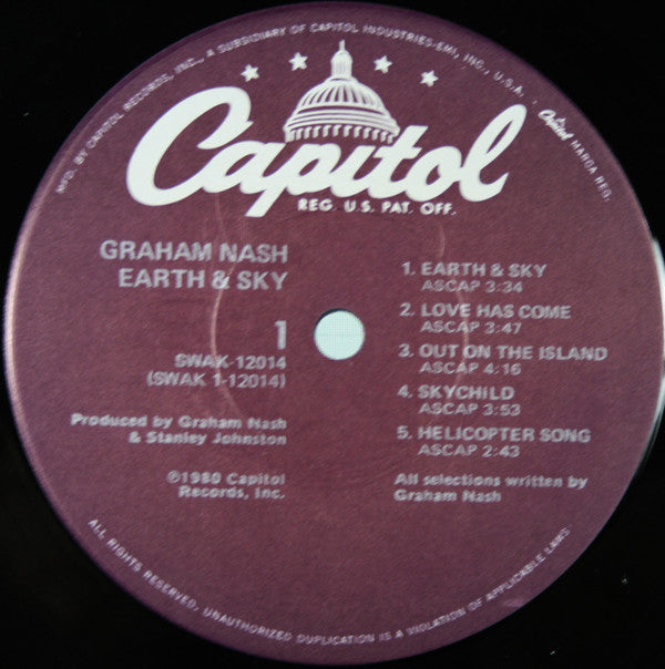 Graham Nash - Earth & Sky | Near Mint (NM) Near Mint (NM)-Music History