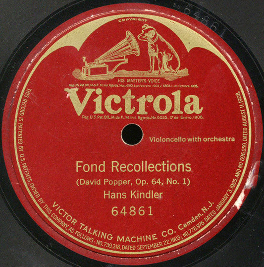Hans Kindler - Fond Recollections | Very Good Plus (VG+) Generic-Music History