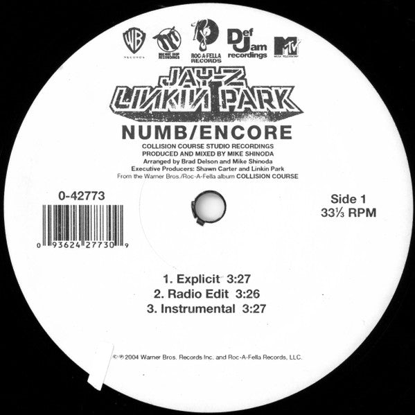 Jay-Z / Linkin Park - Numb / Encore (VINYL 12" ROC-A-FELLA 0-42773 2004) | USED Near Mint- (NM-) Excellent (EX)-Music History