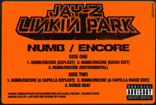 Jay-Z / Linkin Park - Numb / Encore (VINYL 12" ROC-A-FELLA 0-42773 2004) | USED Near Mint- (NM-) Excellent (EX)-Music History
