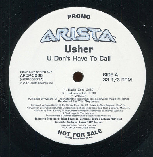 Usher - U Don't Have To Call VINYL) | Near Mint (NM) Generic-Music History