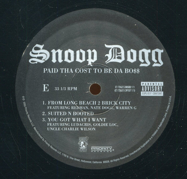 Snoop Dogg - Paid Tha Cost To Be Da Bo$ (VINYL 3xLP DOGGY STYLE 7243 5 39157 1 1 2002) | USED Near Mint (NM or M-) Excellent (EX)-Music History