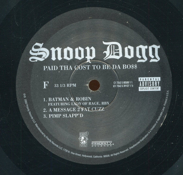 Snoop Dogg - Paid Tha Cost To Be Da Bo$ (VINYL 3xLP DOGGY STYLE 7243 5 39157 1 1 2002) | USED Near Mint (NM or M-) Excellent (EX)-Music History