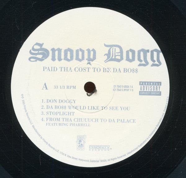 Snoop Dogg - Paid Tha Cost To Be Da Bo$ (VINYL 3xLP DOGGY STYLE 7243 5 39157 1 1 2002) | USED Near Mint (NM or M-) Excellent (EX)-Music History