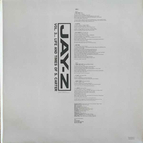 Jay-Z - Vol. 3... Life And Times Of S. Carter (VINYL LP *RECORD 1 ONLY* DEF JAM 2000 314 546 822-1 1999) | Very Good Plus (VG+) Generic-Music History